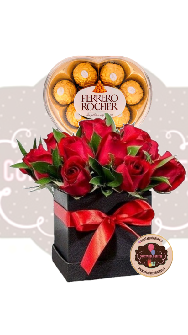 32- CAJA NEGRA 12 ROSAS + CORAZON  $58.990