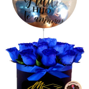FLORES AZULES + GLOBO $56.500_